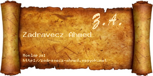 Zadravecz Ahmed névjegykártya
